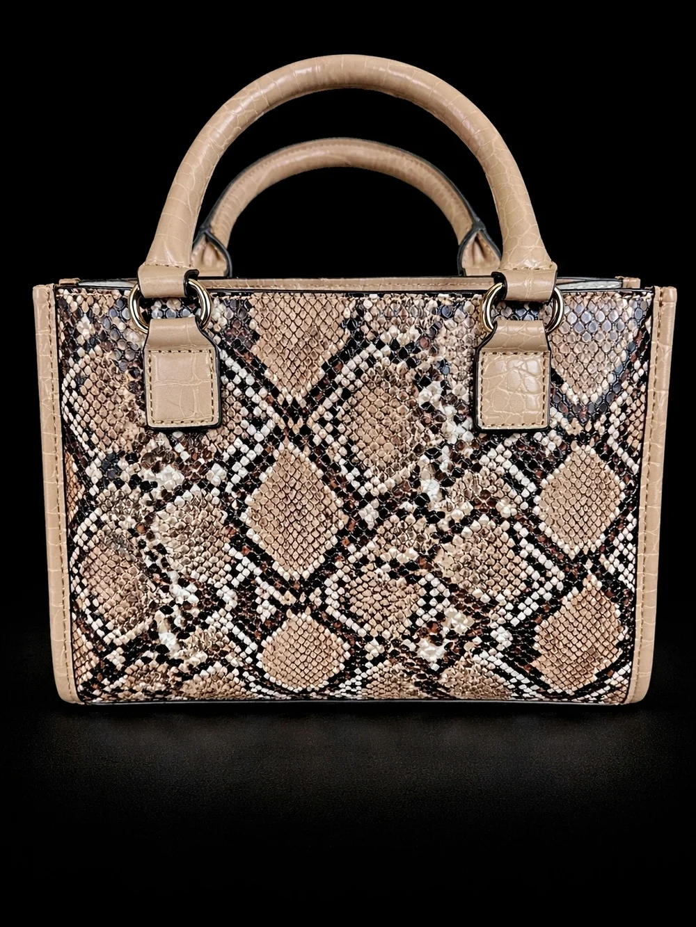 ALDO Snakeskin Satchel Beige Gold Chain Top‎ Handle Handbag